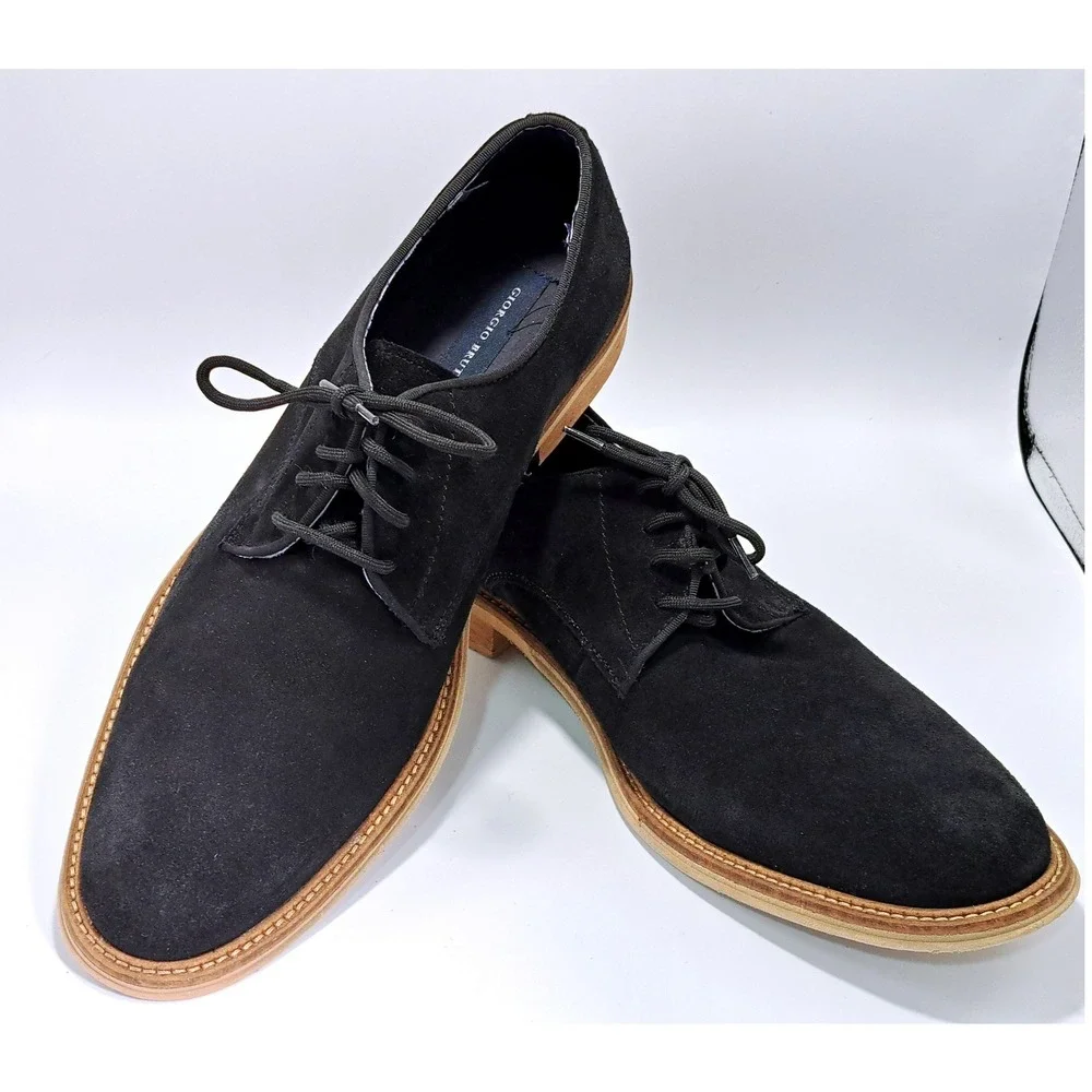 Giorgio Brutini Mens Black Suede Derby Lace Up Dress Shoes 13 658901